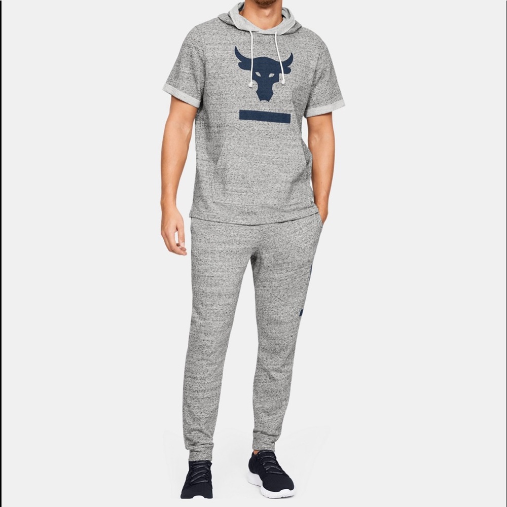 Under Armour Project Rock Terry Short Sleev Hoodie - Picture 2 of 5